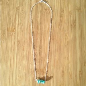 Turquoise Irregular Stone Bar Silver Necklace